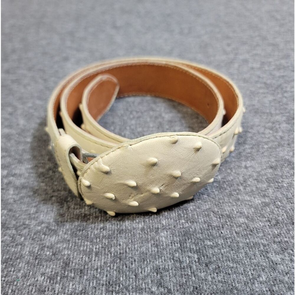 Handmade Western Tan Leather Belt Ostrich – Size 34 – Made in Mexico